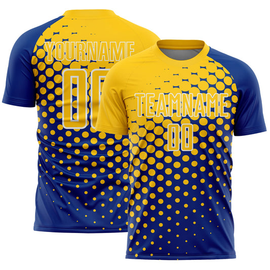 Custom Royal Yellow-White Modern Polka Dot Sublimation Soccer Uniform Jersey - Sky-Custom