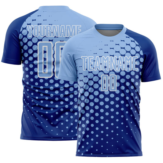 Custom Royal Light Blue-White Modern Polka Dot Sublimation Soccer Uniform Jersey - Sky-Custom