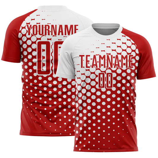 Custom Red White Modern Polka Dot Sublimation Soccer Uniform Jersey - Sky-Custom