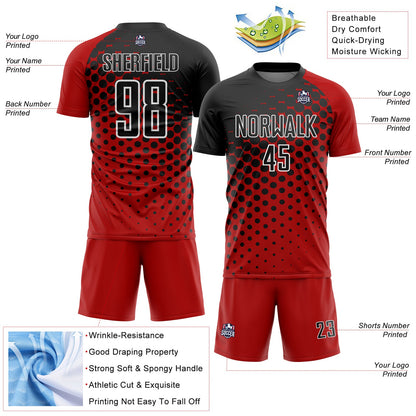 Custom Red Black-White Modern Polka Dot Sublimation Soccer Uniform Jersey - Sky-Custom