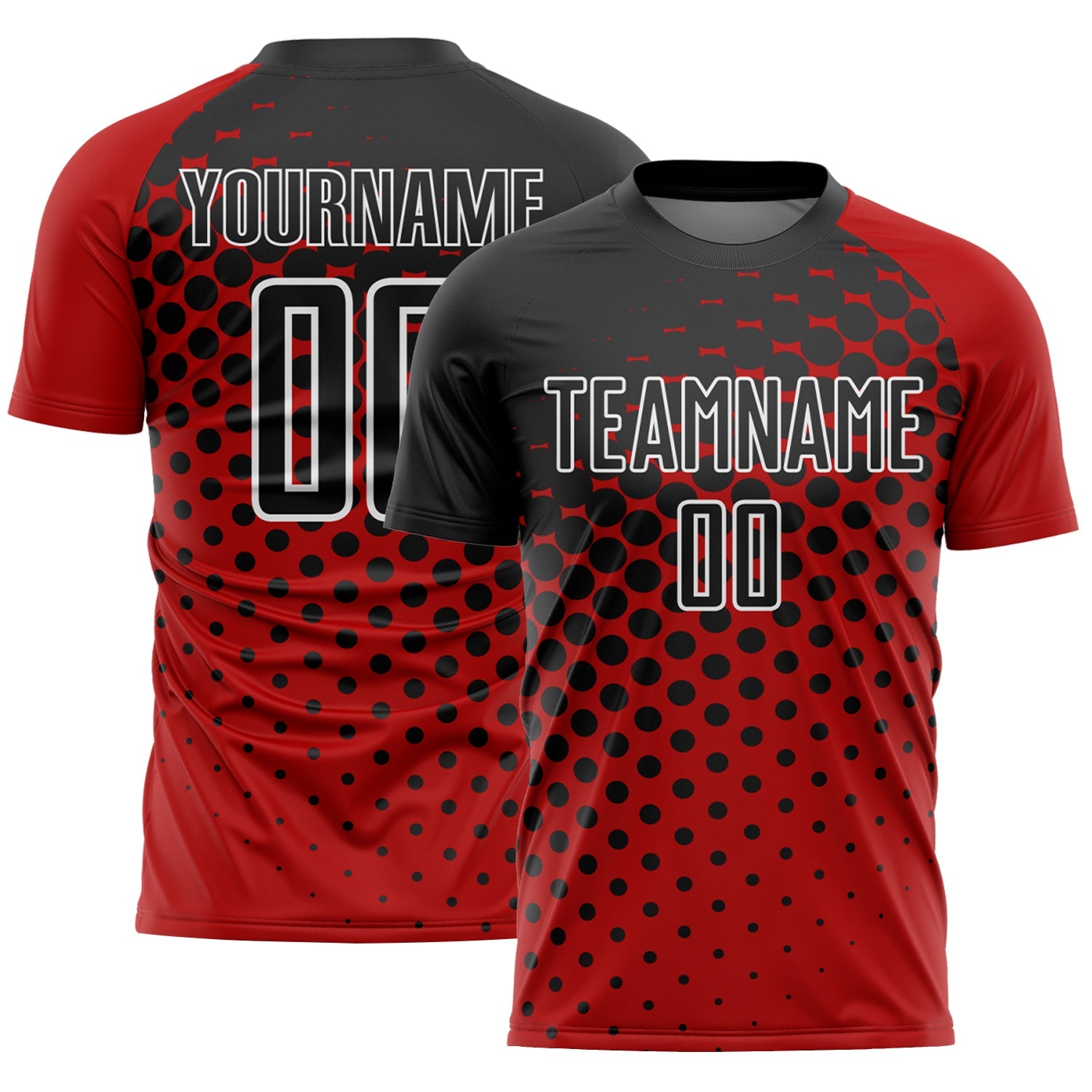 Custom Red Black-White Modern Polka Dot Sublimation Soccer Uniform Jersey - Sky-Custom