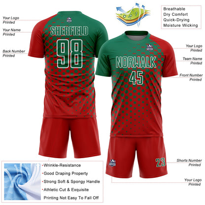 Custom Red Kelly Green-White Modern Polka Dot Sublimation Soccer Uniform Jersey - Sky-Custom