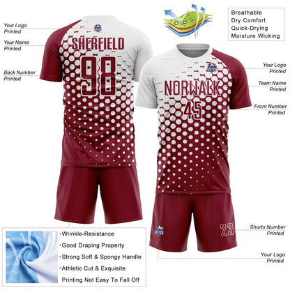 Custom Crimson White Modern Polka Dot Sublimation Soccer Uniform Jersey - Sky-Custom