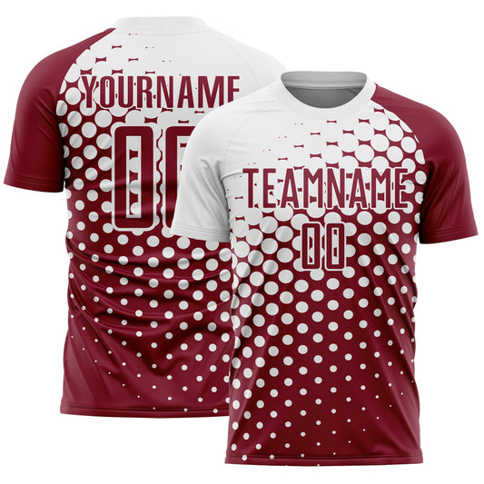 Custom Crimson White Modern Polka Dot Sublimation Soccer Uniform Jersey - Sky-Custom