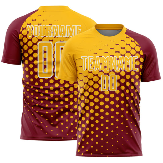 Custom Crimson Gold-White Modern Polka Dot Sublimation Soccer Uniform Jersey - Sky-Custom