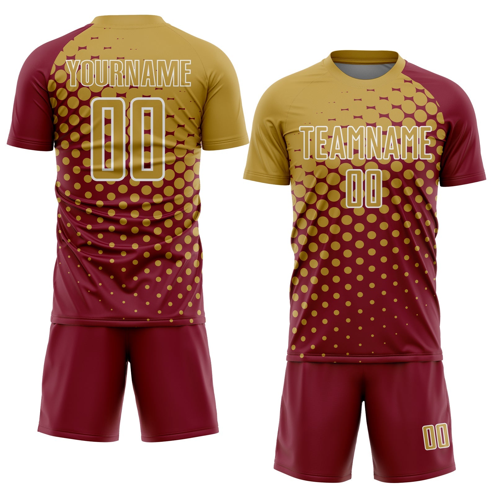 Custom Crimson Old Gold-White Modern Polka Dot Sublimation Soccer Uniform Jersey - Sky-Custom