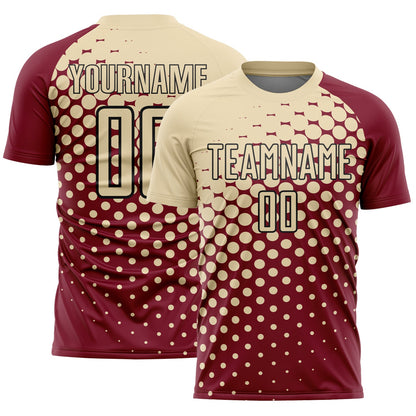 Custom Crimson Cream-Black Modern Polka Dot Sublimation Soccer Uniform Jersey - Sky-Custom