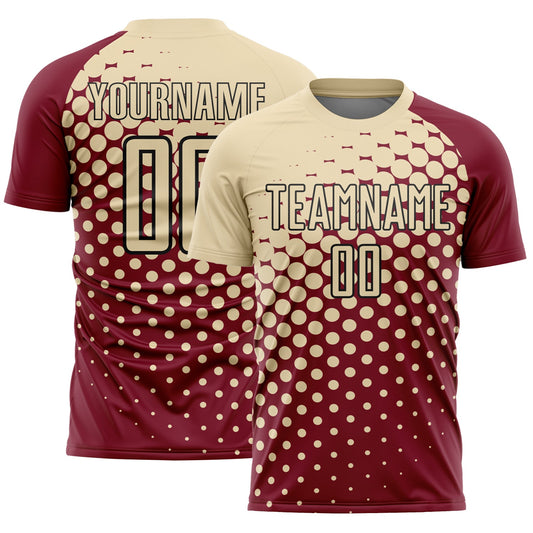 Custom Crimson Cream-Black Modern Polka Dot Sublimation Soccer Uniform Jersey - Sky-Custom