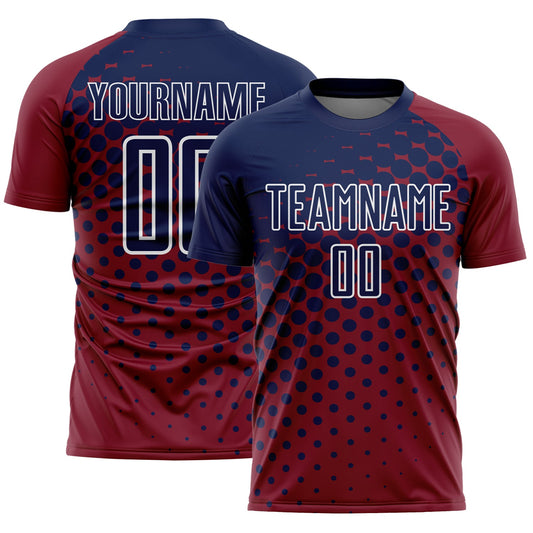 Custom Crimson Navy-White Modern Polka Dot Sublimation Soccer Uniform Jersey - Sky-Custom