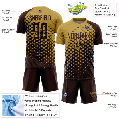 Custom Brown Old Gold Modern Polka Dot Sublimation Soccer Uniform Jersey - Sky-Custom