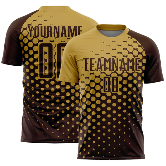 Custom Brown Old Gold Modern Polka Dot Sublimation Soccer Uniform Jersey - Sky-Custom