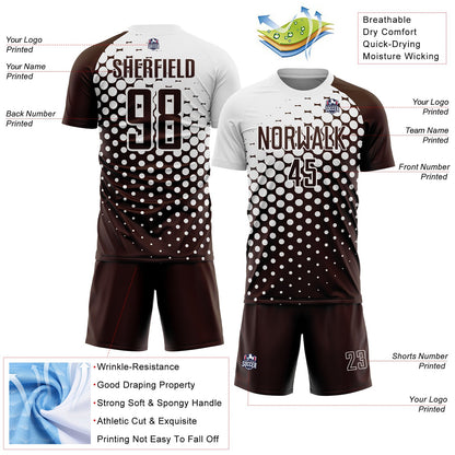 Custom Brown White Modern Polka Dot Sublimation Soccer Uniform Jersey - Sky-Custom