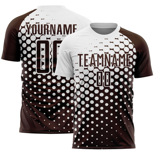 Custom Brown White Modern Polka Dot Sublimation Soccer Uniform Jersey - Sky-Custom