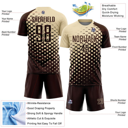 Custom Brown Cream Modern Polka Dot Sublimation Soccer Uniform Jersey - Sky-Custom
