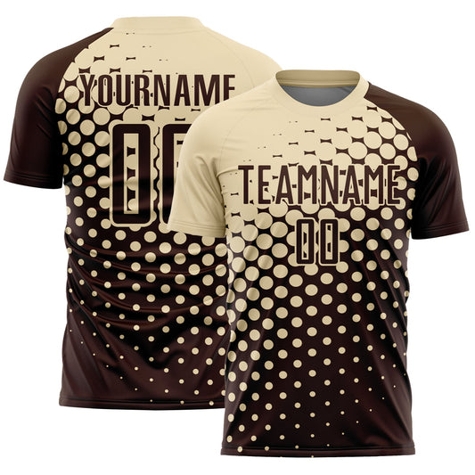 Custom Brown Cream Modern Polka Dot Sublimation Soccer Uniform Jersey - Sky-Custom
