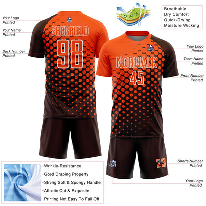 Custom Brown Orange-White Modern Polka Dot Sublimation Soccer Uniform Jersey - Sky-Custom
