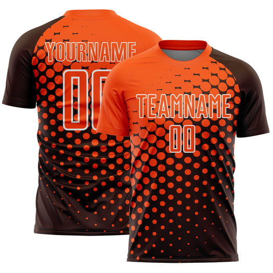 Custom Brown Orange-White Modern Polka Dot Sublimation Soccer Uniform Jersey - Sky-Custom