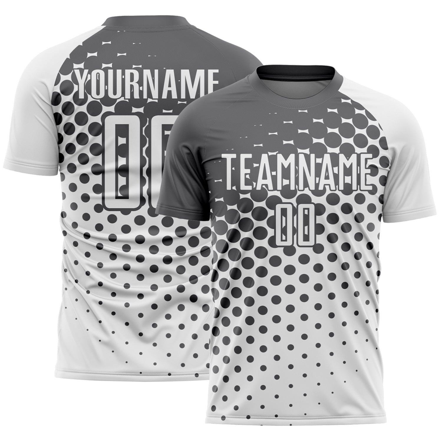 Custom White Steel Gray Modern Polka Dot Sublimation Soccer Uniform Jersey - Sky-Custom