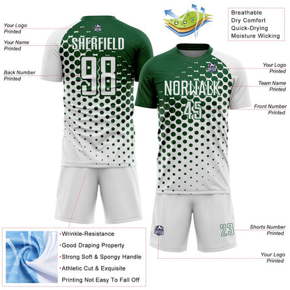 Custom White Green Modern Polka Dot Sublimation Soccer Uniform Jersey - Sky-Custom