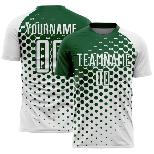 Custom White Green Modern Polka Dot Sublimation Soccer Uniform Jersey - Sky-Custom