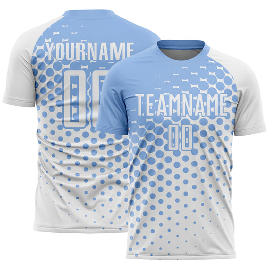 Custom White Light Blue Modern Polka Dot Sublimation Soccer Uniform Jersey - Sky-Custom