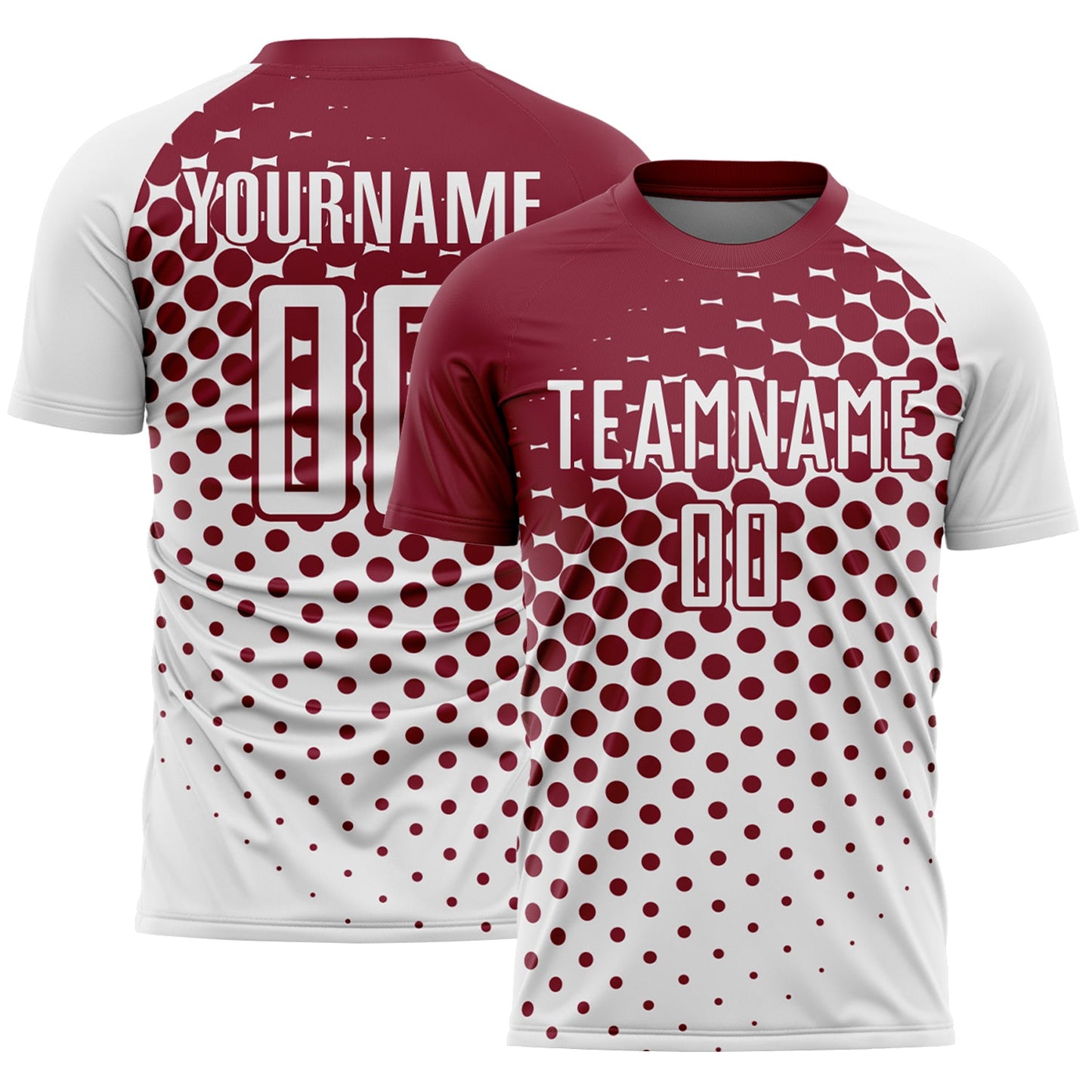Custom White Crimson Modern Polka Dot Sublimation Soccer Uniform Jersey - Sky-Custom