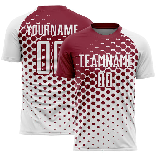Custom White Crimson Modern Polka Dot Sublimation Soccer Uniform Jersey - Sky-Custom