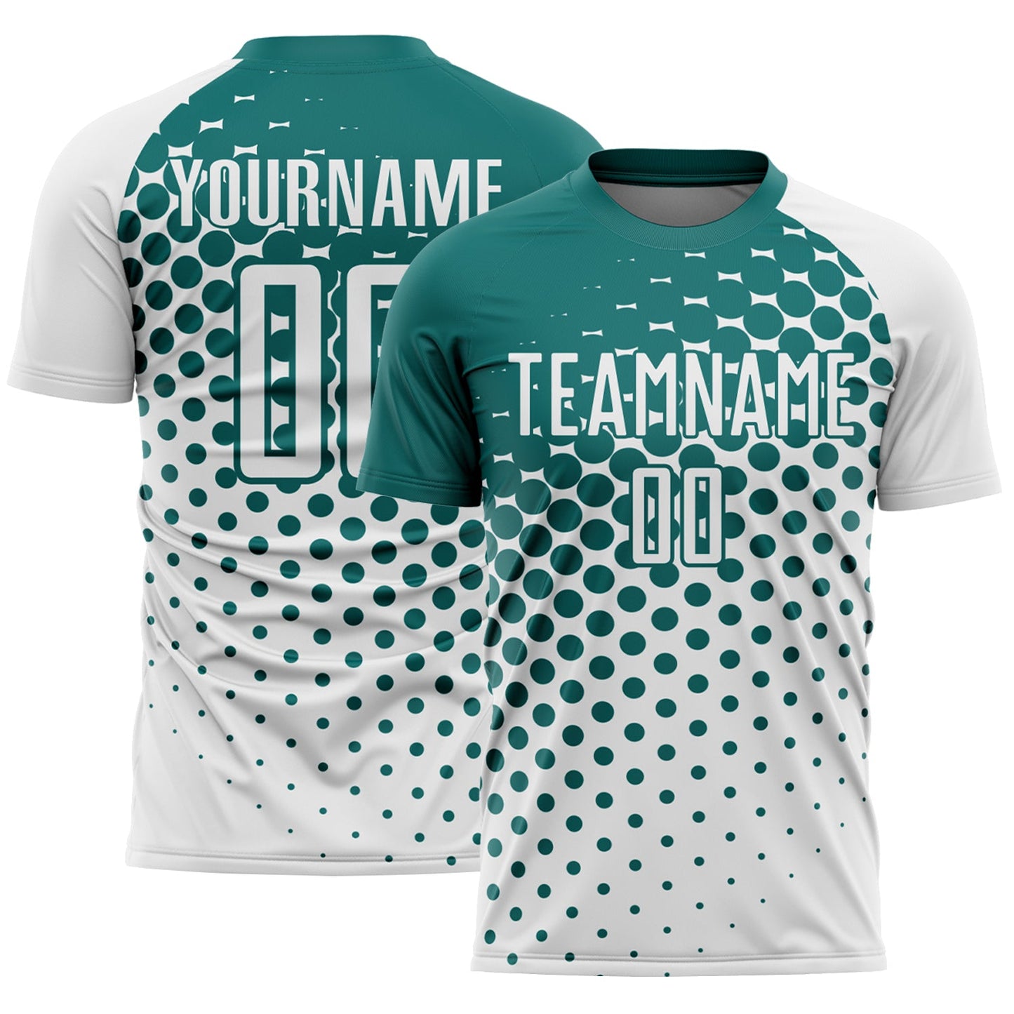 Custom White Teal Modern Polka Dot Sublimation Soccer Uniform Jersey - Sky-Custom