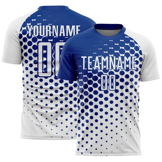 Custom White Royal Modern Polka Dot Sublimation Soccer Uniform Jersey - Sky-Custom