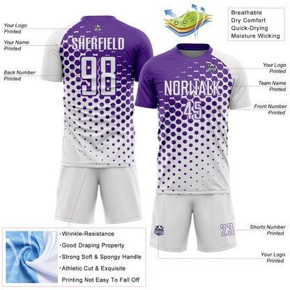 Custom White Purple Modern Polka Dot Sublimation Soccer Uniform Jersey - Sky-Custom