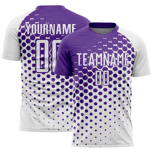 Custom White Purple Modern Polka Dot Sublimation Soccer Uniform Jersey - Sky-Custom