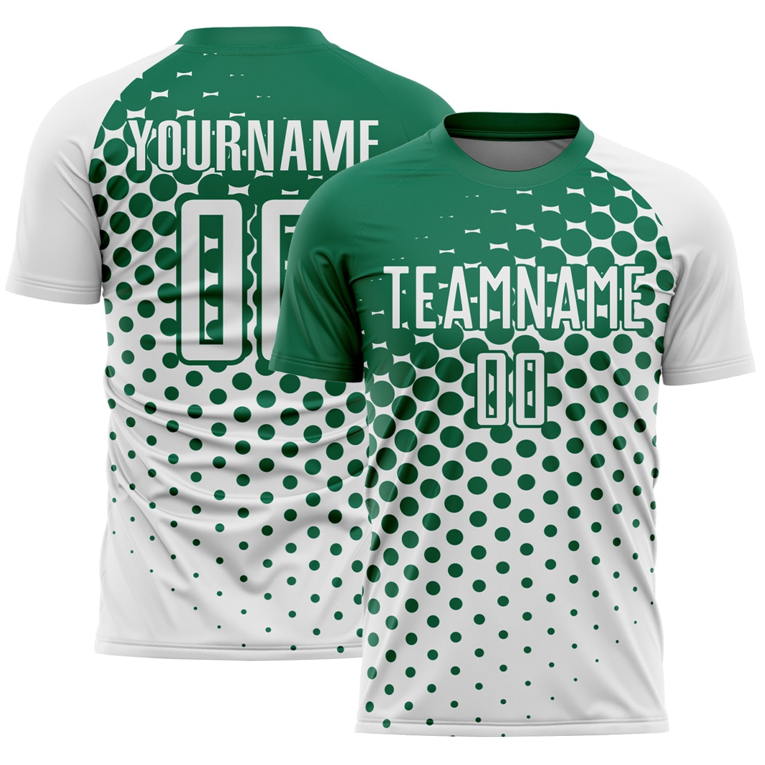 Custom White Kelly Green Modern Polka Dot Sublimation Soccer Uniform Jersey - Sky-Custom
