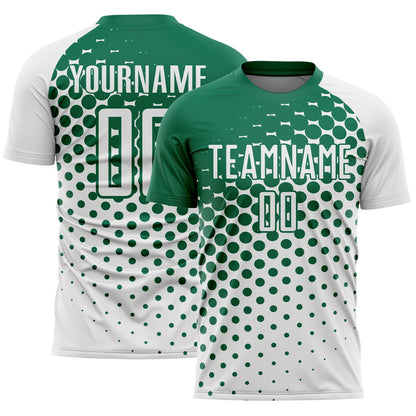 Custom White Kelly Green Modern Polka Dot Sublimation Soccer Uniform Jersey - Sky-Custom