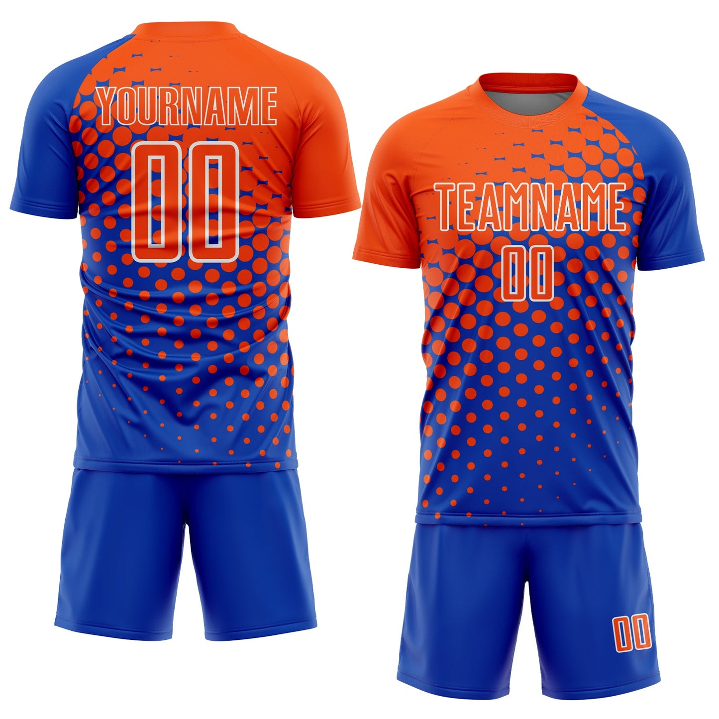 Custom Thunder Blue Orange-White Modern Polka Dot Sublimation Soccer Uniform Jersey - Sky-Custom