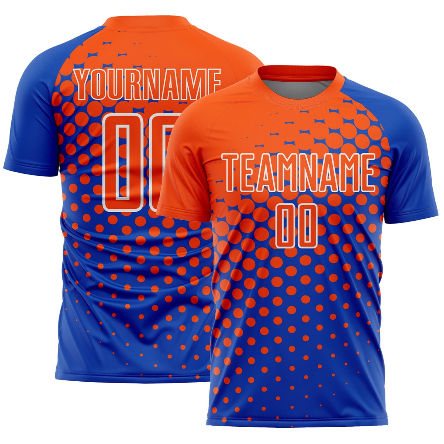 Custom Thunder Blue Orange-White Modern Polka Dot Sublimation Soccer Uniform Jersey - Sky-Custom