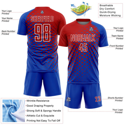 Custom Thunder Blue Red-White Modern Polka Dot Sublimation Soccer Uniform Jersey - Sky-Custom