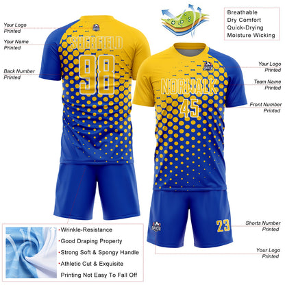Custom Thunder Blue Yellow-White Modern Polka Dot Sublimation Soccer Uniform Jersey - Sky-Custom