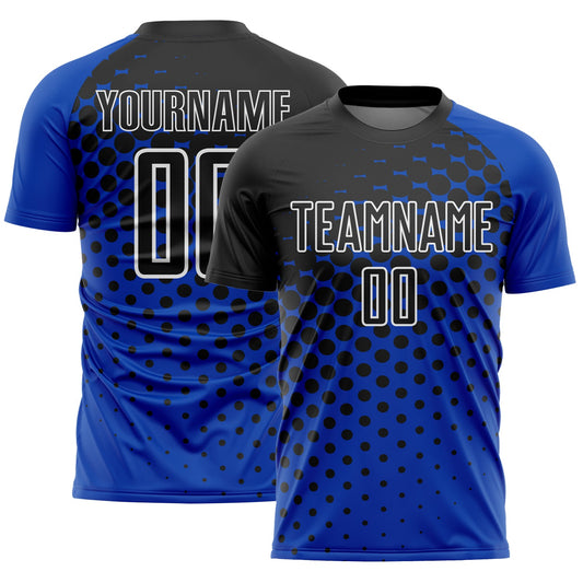 Custom Thunder Blue Black-White Modern Polka Dot Sublimation Soccer Uniform Jersey - Sky-Custom