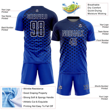 Custom Thunder Blue Navy-White Modern Polka Dot Sublimation Soccer Uniform Jersey - Sky-Custom