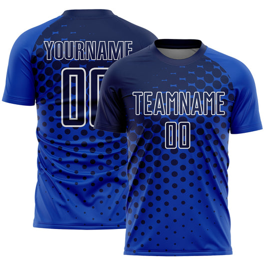 Custom Thunder Blue Navy-White Modern Polka Dot Sublimation Soccer Uniform Jersey - Sky-Custom