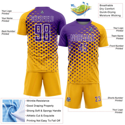 Custom Gold Purple-White Modern Polka Dot Sublimation Soccer Uniform Jersey - Sky-Custom