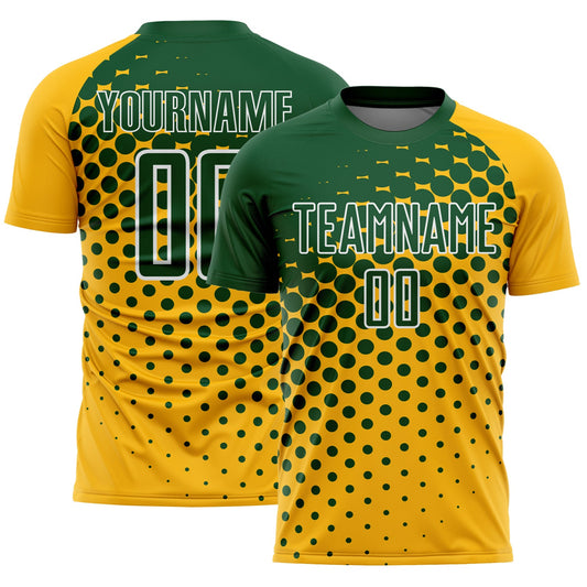 Custom Gold Green-White Modern Polka Dot Sublimation Soccer Uniform Jersey - Sky-Custom