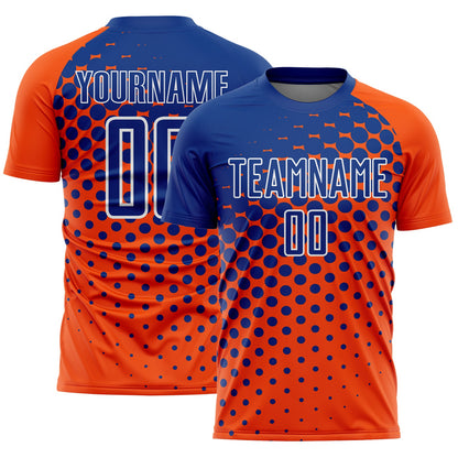 Custom Orange Royal-White Modern Polka Dot Sublimation Soccer Uniform Jersey - Sky-Custom