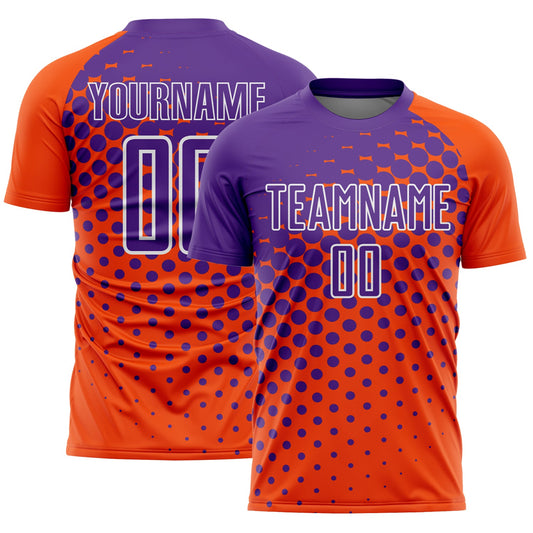 Custom Orange Purple-White Modern Polka Dot Sublimation Soccer Uniform Jersey - Sky-Custom