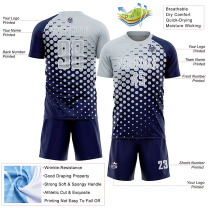 Custom Navy Silver-White Modern Polka Dot Sublimation Soccer Uniform Jersey - Sky-Custom