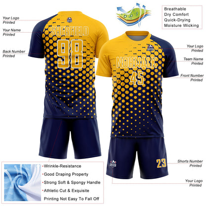 Custom Navy Gold-White Modern Polka Dot Sublimation Soccer Uniform Jersey - Sky-Custom