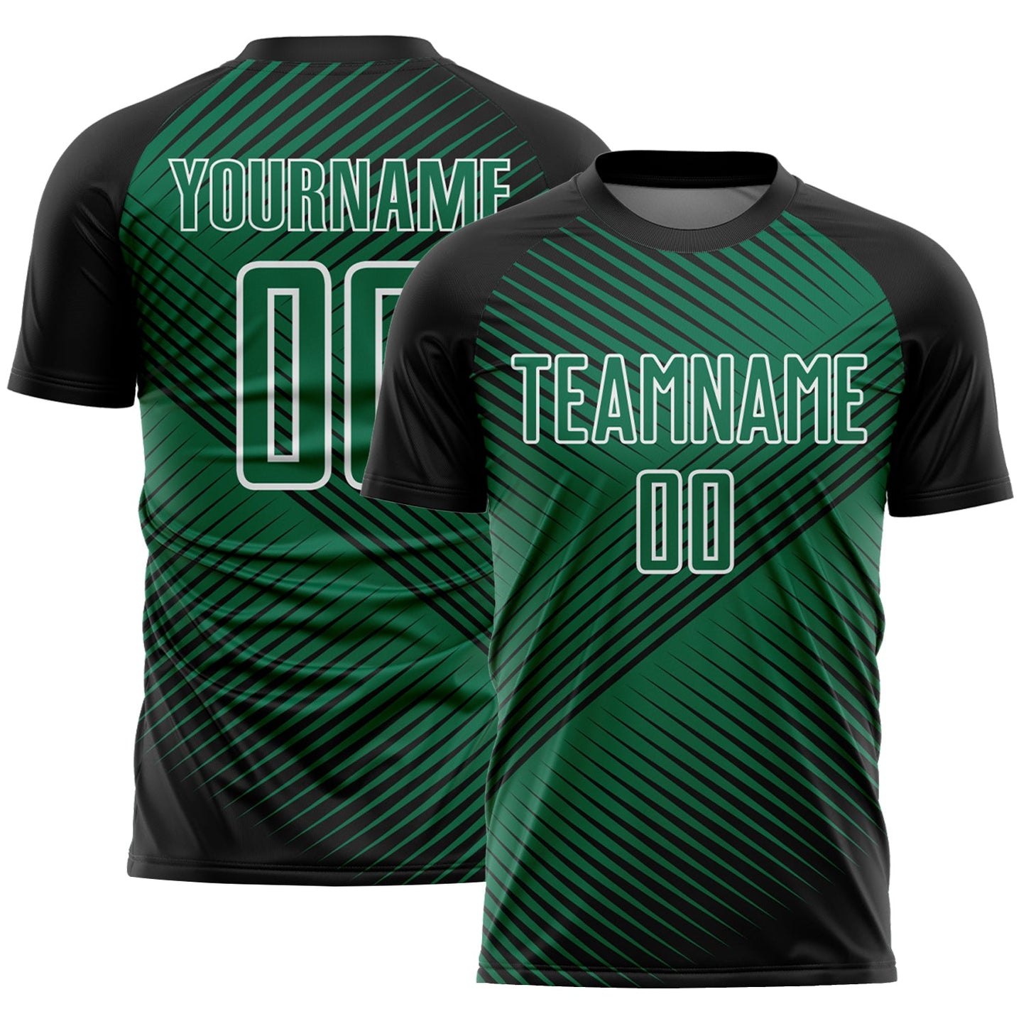 Custom Black Kelly Green-White Line Sublimation Soccer Uniform Jersey - Sky-Custom