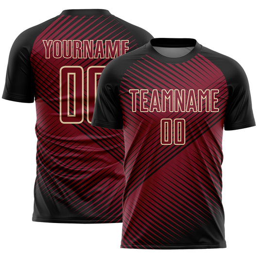 Custom Black Crimson-Cream Line Sublimation Soccer Uniform Jersey - Sky-Custom