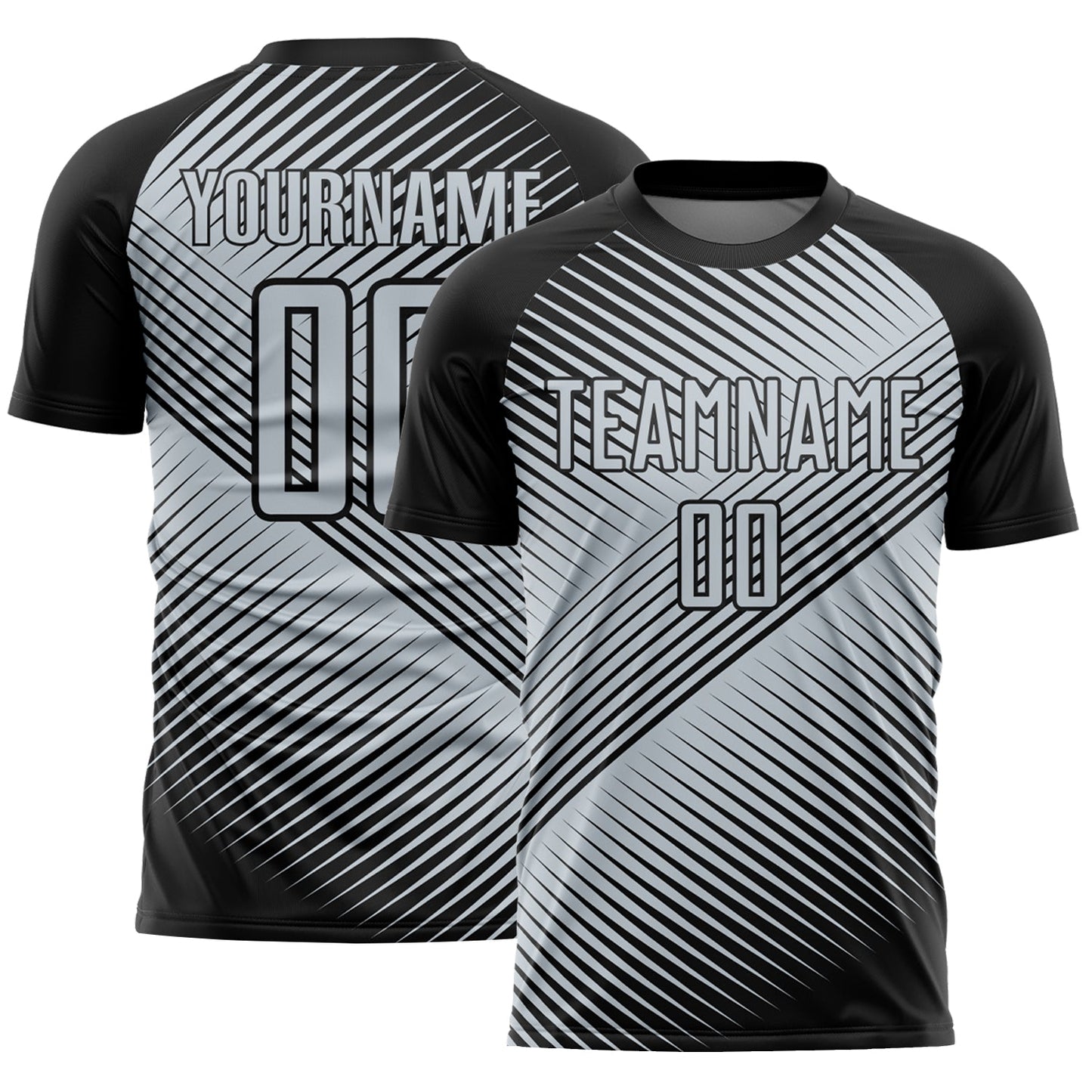 Custom Black Silver Line Sublimation Soccer Uniform Jersey - Sky-Custom