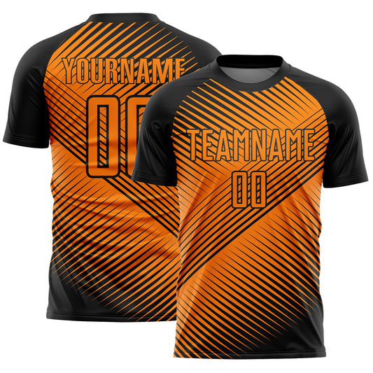 Custom Black Bay Orange Line Sublimation Soccer Uniform Jersey - Sky-Custom